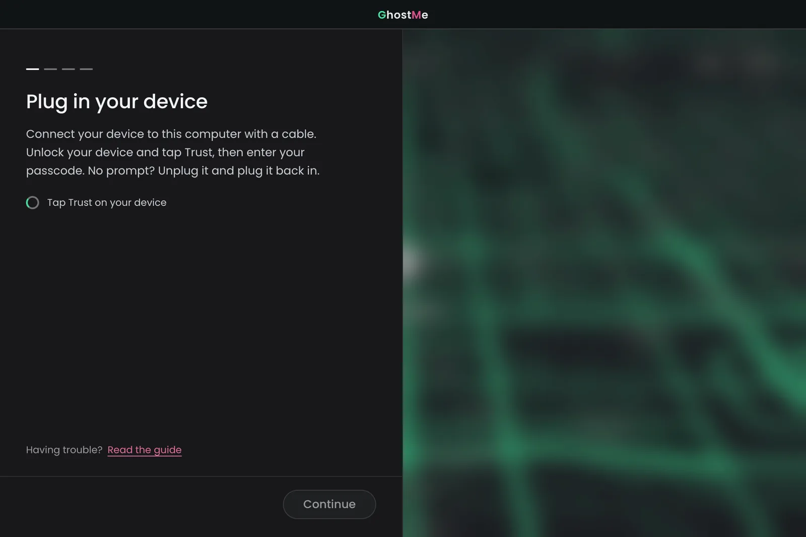 Plug in your device screen
